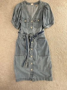 Levi Denim Shirt Dress Small Blue Jeans Short Sleeve Button Up Western - Picture 1 of 9