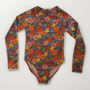 Cat & Jack Retro Row Rash Guard One Piece Bathing Suit Sz L (10/12) - Picture 1 of 15