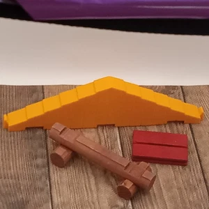 Lincoln Logs Orange ROOF Truss Plastic 4 Wood Logs Parts - Picture 1 of 12