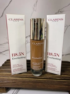 Clarins Everlasting Matte Foundation 118.5N Chocolate – New in Box Lot of 2  - Picture 1 of 3