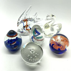 Vintage K's Collection  Assorted Decorative Blown  Glass Paperweights Lot Of 6 - Picture 1 of 10