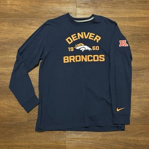 Nike Denver Broncos T-shirt Long Sleeve NFL Mens XL Navy Blue - Picture 1 of 11