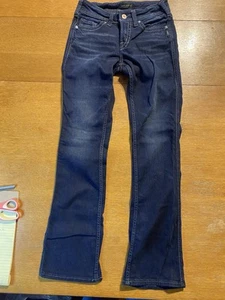 Silver Jeans Co Suki Slim Bootcut Jeans W27 L33 Dark Wash Low Rise Stretch - Picture 1 of 10
