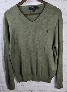 Polo Ralph Lauren 100 % Pima-Baumwolle Pullover Herren Large grün V-Ausschnitt Preppy House - Bild 1 von 7