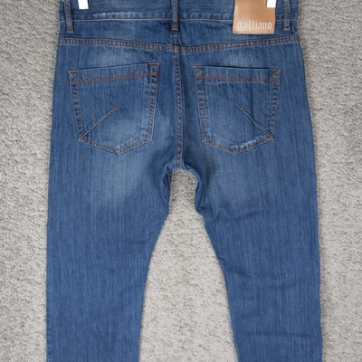 GALLIANO VAQUEROS HOMBRE DESGASTADOS W34 L30 AZUL DENIM CREMALLERA RECTA RARO Foto 1 de 4