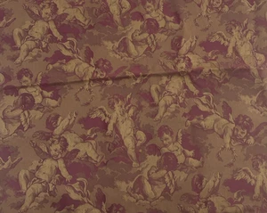 Vintage Cupid Jacquard Fabric Burgundy Brown Dark Academia #19 - Picture 1 of 6