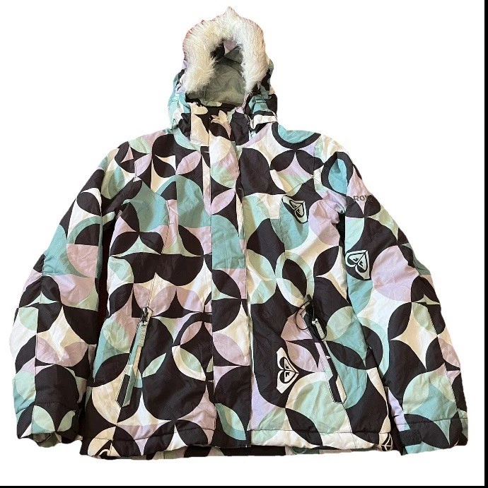 Roxy Snow Winter Fur Hooded Jacket Girls Size Large - Image 1 of 4