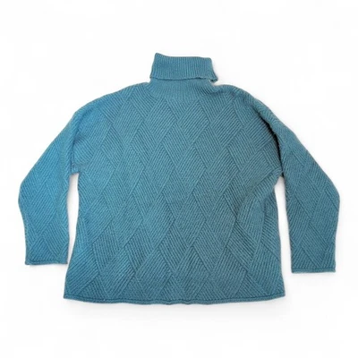 Suéter de cuello alto tejido diamante azul Lumiere - talla L Foto 1 de 4