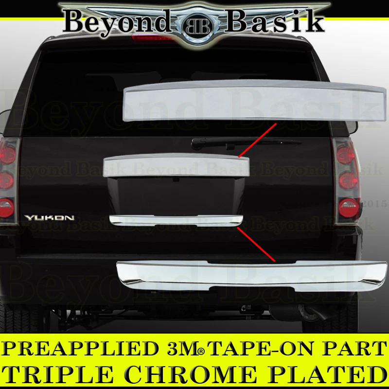2007-2014 GMC YUKON YUKON XL Chrome Top Tailgate+Lower Liftgate Handle COVERS - Image 1 of 2