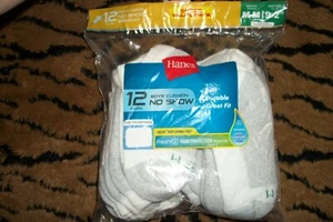 Hanes Boys 12 Pair No Show Cushion Socks Size Medium (9-2.5) FreshIQ White/Grey - Picture 1 of 2