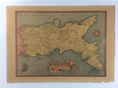Antique Map Print Pyrrho Ligorio Auct. Regni Neapolitani Abraham Ortelius Repro. - Image 1 of 4