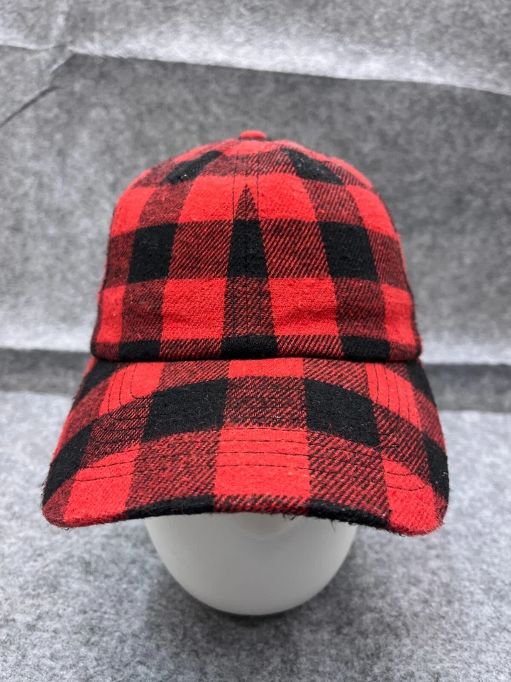 Chapéu Kbethos alça traseira adulto tamanho único vermelho preto xadrez flanela poli algodão - Imagem 1 de 4