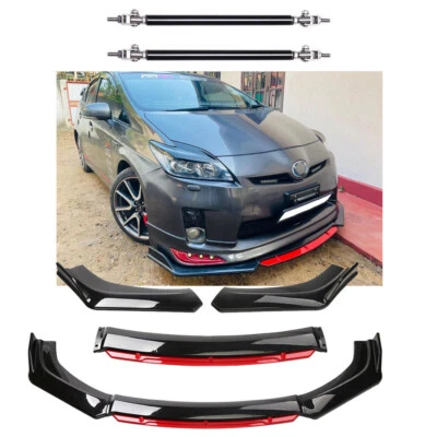 For Toyota Prius Front Bumper Lip Splitter Spoiler Strut Rod Body Kit Glossy — 第 1/4 张图片