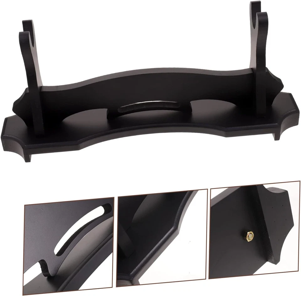 KATOKU 1-Tier Black Sword Stand for Display Japanese Samurai Katana Sword Holder