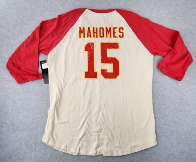 Kansas City Chiefs Patrick Mahomes Mujer 2XL Camisa Mangas Raglán 3/4 Majestuosa Foto 1 de 4