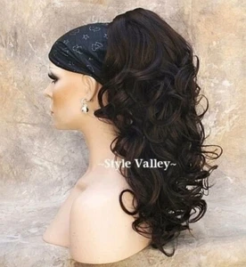 Dark Brown Ponytail Hairpiece Long Curly Claw Clip in/on Hair Piece Extension #4 - Picture 1 of 2