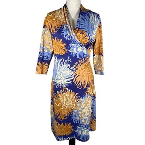 J McLaughlin Schalkragen Faux Wickel Blumen Kleid Catalina Tuch Stretch Strick XS - Bild 1 von 13