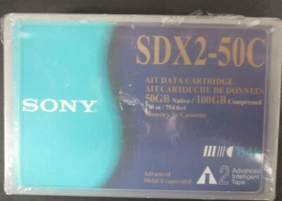 NUEVO SELLADO SONY Cinta SDX2-50C A1T-2 Cartucho de Datos 50GB Nativo 100GB Comprimido Foto 1 de 4
