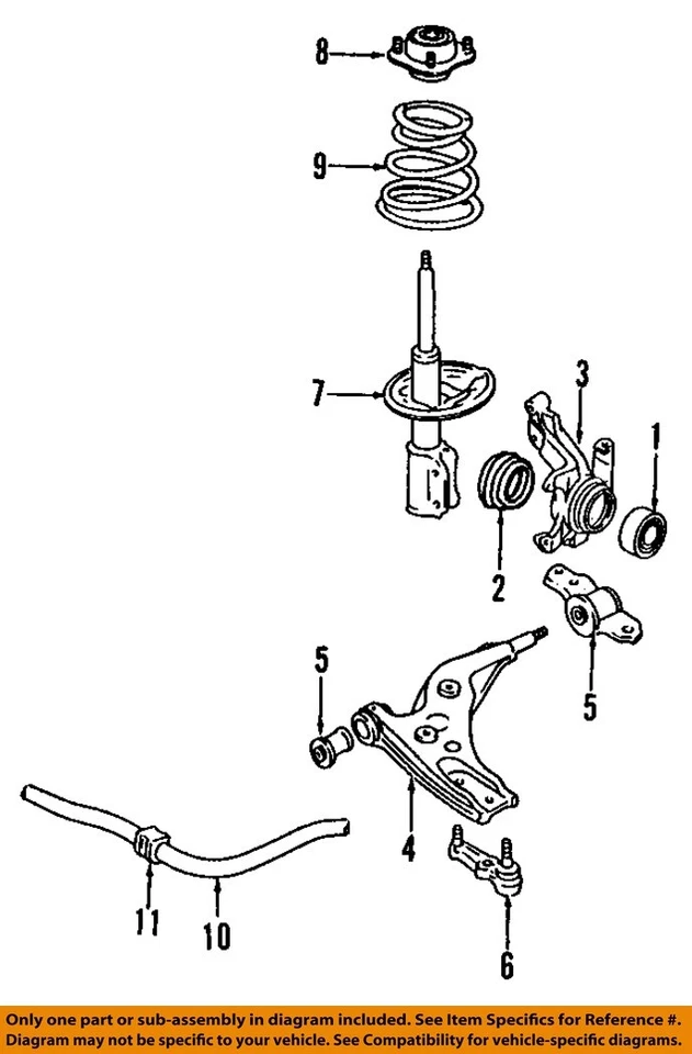 Componentes de suspensión delantera Ford OEM 97-99 Escort-Strut 3U2Z18124AJ Foto 1 de 1