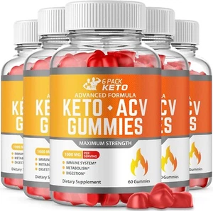(5 Bottles) 6 Pack Keto ACV Gummies Weight Loss - 300 Gummies - Picture 1 of 4