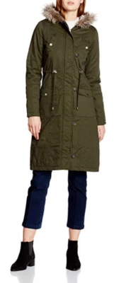Abrigo parka largo Keisha Brave Soul para mujer, verde caqui, talla 10 Foto 1 de 4