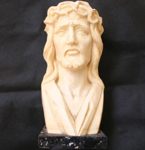 Busto vintage de resina corona de espinas de Jesús sobre mármol Italia - Imagen 1 de 5