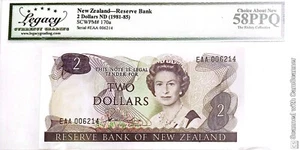 New Zealand Reserve Bank $2 Dollars QE II (1981-85) SCWPM# 170a Legacy 58 PPQ - Picture 1 of 2