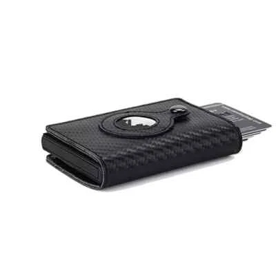 Mens Smart Leather Wallet with Smart Air Tag Holder | Carbon Fibre Black Edition - Image 1 of 4