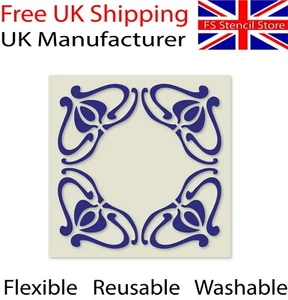 Art Nouveau Frame Design Tile Crafting Upcycling Stencil 10cm or 15cm - UK Shop - Picture 1 of 7