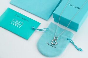 Tiffany & Co Elsa Peretti Sterling Silver Double Open Heart Necklace