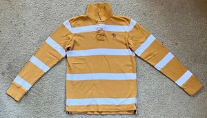 Abercrombie Fitch Polo Rugby Shirt Boys Size L Long Sleeve Yellow White Striped - Picture 1 of 3
