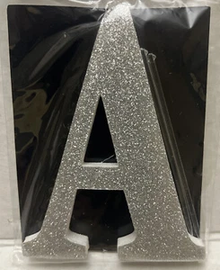 Monogram Letter A Silver Glitter Cake Topper 3.75” Celebrate It New - Picture 1 of 4