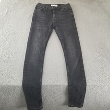 Topman Jeans Mens Size 26x29 Black Slim Fit Skinny Leg Stretch Fade Wash Denim