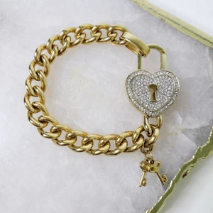 Juicy Couture Womens Bracelet Chunky Link Locket Pendant Key Charm-Read - Picture 1 of 6