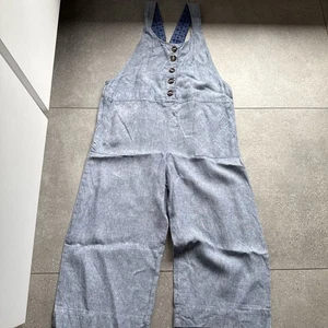White Stuff Dungarees Linen Chambray Blue Size 14 New - Picture 1 of 11