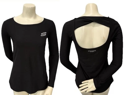 Top Skechers Active para mujer Twist Back manga larga XS negro atletismo Foto 1 de 4