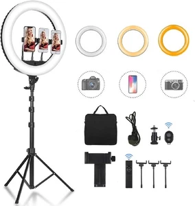18 inch LED Ring Light with Tripod Stand, 3200K-6000K Dimmable Selfie Ring Light - Picture 1 of 7