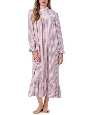 Camisola de balé longa 48" nova com etiquetas Eileen West CANDYCANE algodão rayon flanela - Imagem 1 de 4