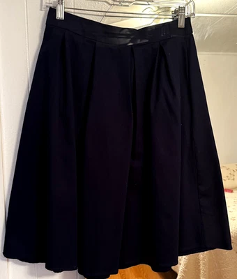 Navy Blue Pleated Skirt Size Small 95% Cotton - Image 1 of 4