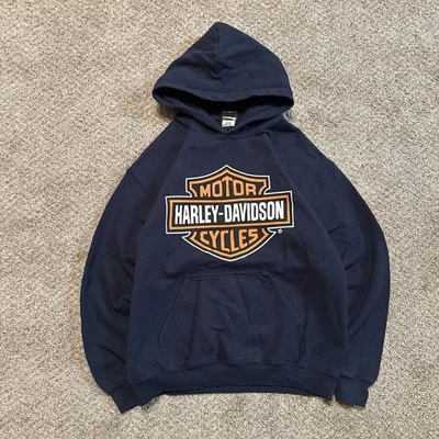 Harley Davidson Wisconsin Navy Blue Biker Pullover Hoodie Size M - Image 1 of 4