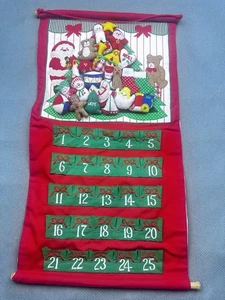 Vintage Handcrafted Hanging Fabric Advent Calendar Christmas Tree 25 Pockets - Picture 1 of 23