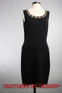 St John Strick Santana Etuikleid schwarz/Kekskragenbesatz Größe 2 neu mit Etikett $ 1250 - Bild 1 von 2