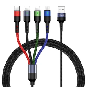 Multi Charging Cable 2Pack 4FT 4 in 1 Nylon Braided USB Fast Charging Cord Ad... - Picture 1 of 9