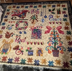 Christa’s Quilt 76” Square Joy Noel Detailed! - Picture 1 of 11