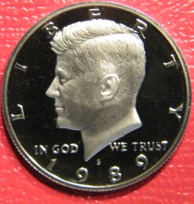 1989 S Clad PROOF Gem Cameo Kennedy Half Dollar Coin from US Proof Set  - Image 1 of 2