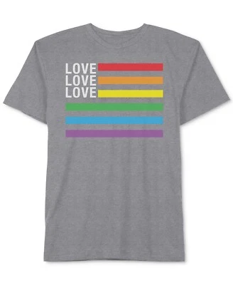 $75 Jem Hombres Gris Arco Iris Amor Gráfico Manga Corta Cuello Redondo Camiseta Talla M Foto 1 de 2