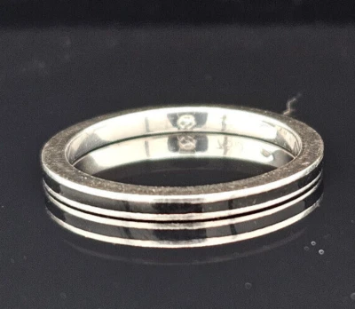 ANILLO BANDA ETERNIDAD APILABLE ESMALTE NEGRO HIDALGO ORO BLANCO 18K talla 6,5 Foto 1 de 4