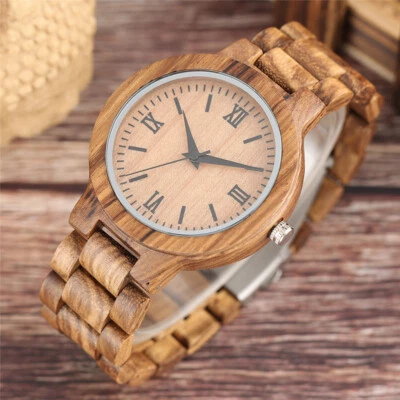 Men's Wooden Strap Bamboo Quartz Wristwatch for Mame Full Wood Bracelet Strap - Image 1 of 4