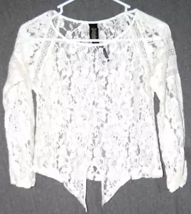 Top de mujer Jessica Simpson de encaje manga larga cuello de barco talla M - Imagen 1 de 3