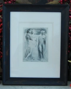 STAMPA ARTISTICA CON CORNICE PABLO PICASSO VINTAGE ANNI 60 ACQUAFORTE SU ZINCO: "TRE DONNE" - Foto 1 di 24